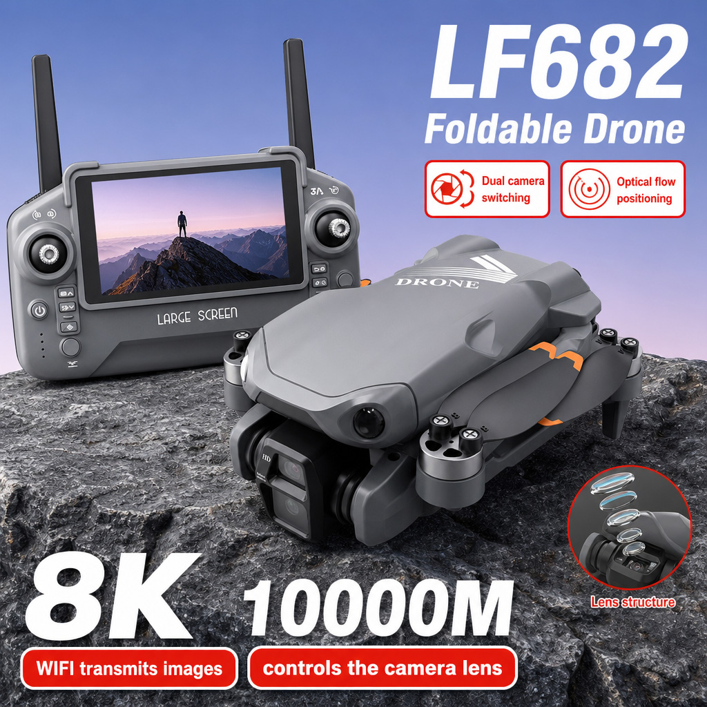 Drone Camera 4K - Dron Aéreo LF682 con Cámaras Duales